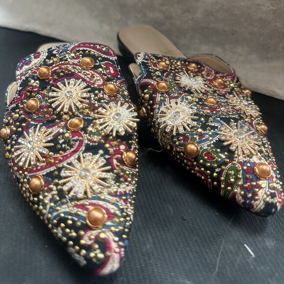 Shoes - Embroidered & Jeweled Mules – Size 7.5
